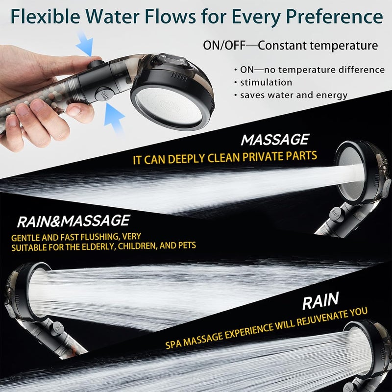 PumodTec Filtered Shower Head with Handheld - High Pressure Mineral ShowerHead with Filters for Hard Water - Reduces Dry Itchy Skin, Easy Instal, 4 Modes, Water Saving, Durable, Detachable anti blocking - Image 4